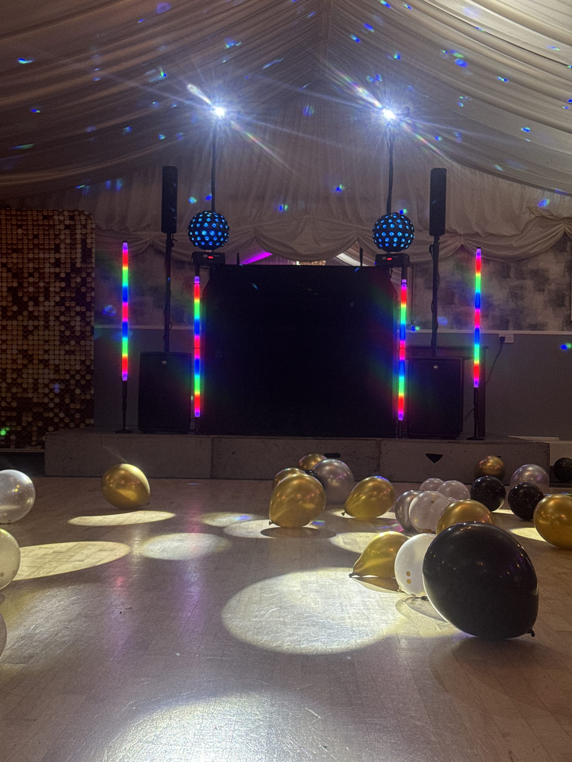 Black professional DJ setup for weddings and events