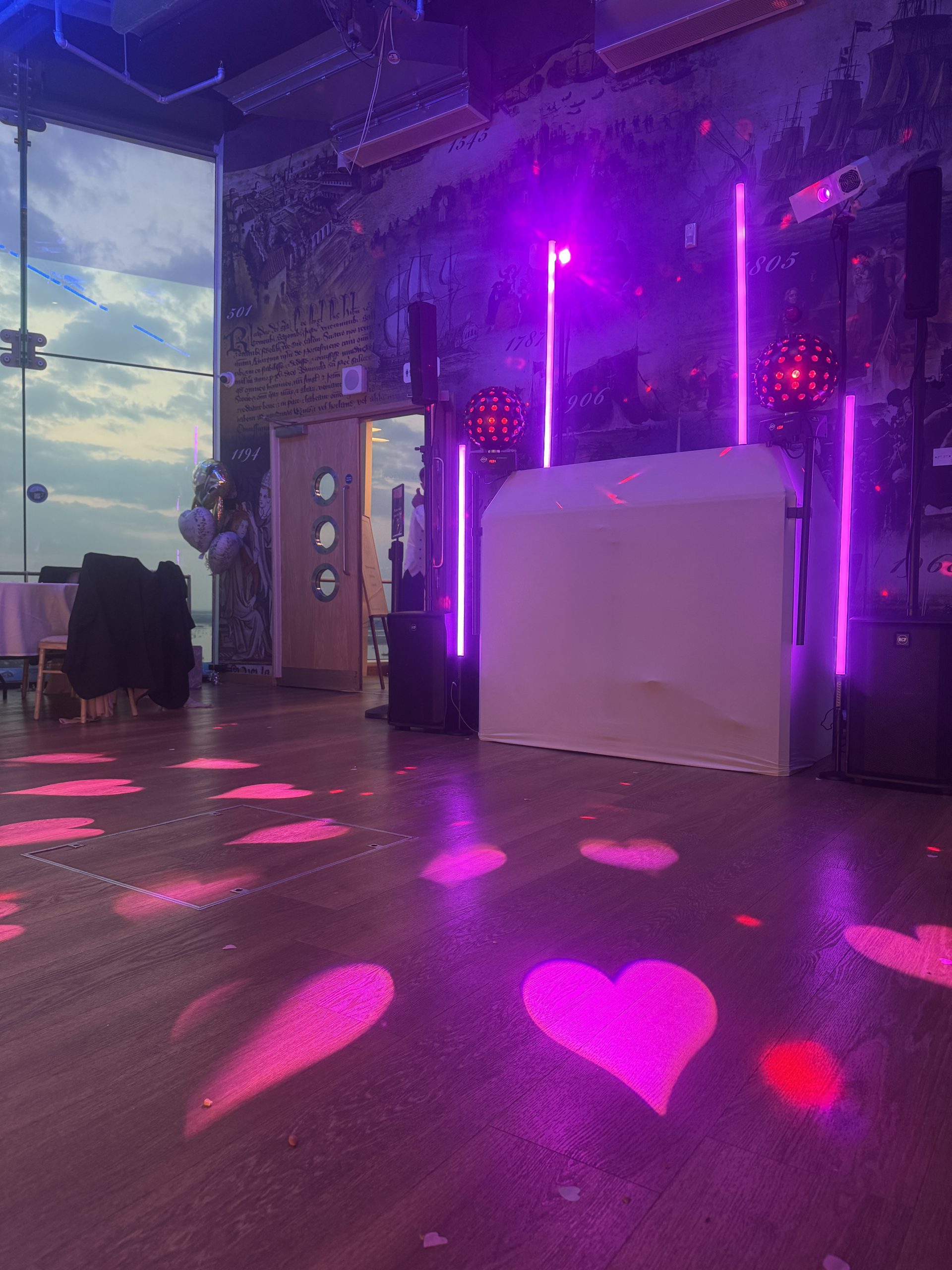 White professional DJ setup for weddings and events